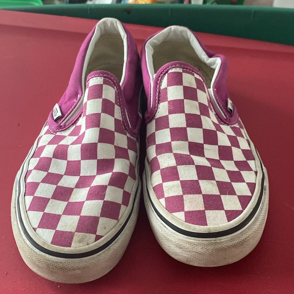 Dark purple, pink checkered, vans, preowned cute - Picture 4 of 12